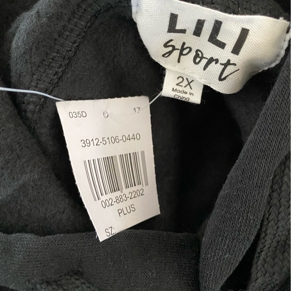 Lili Sport Black Long Sleeve Lightweight Hoodie NWT Size 2X - Picture 5 of 7